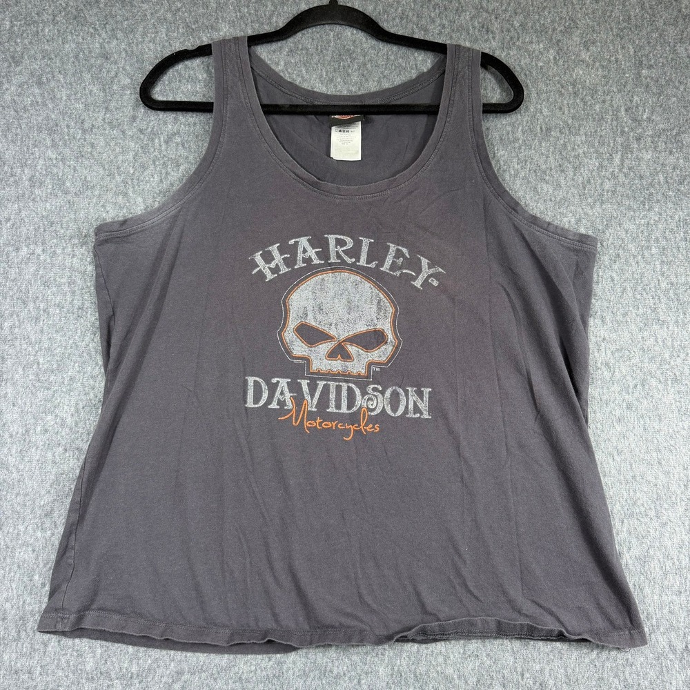 Harley Davidson Tank Top Mens 1X Black Skull Barnett El Paso Texas Sleeveless